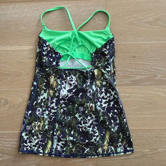 Lululemon Dancing Warrior Tank Top Floral Sport Purple/Green Pistachio Size 6 - Picture 5 of 6